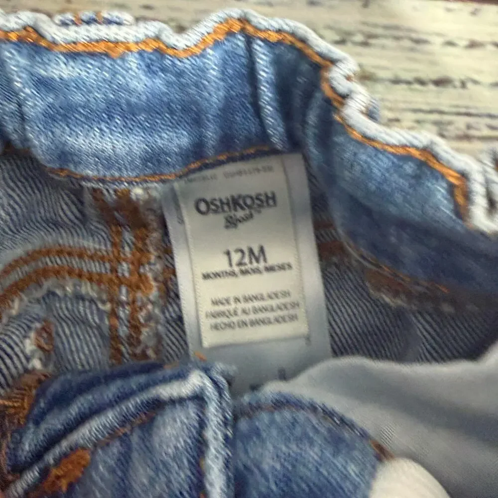 Baby Girl 12M Jeans Pants Lot 7 Pair Cherokee Cat & Jack Garanimals OshKosh